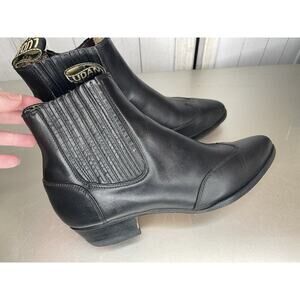 Ludan LD Leather Black Pull On Western Cowboy Boots Mexico Made Size 28 Mens 9.5